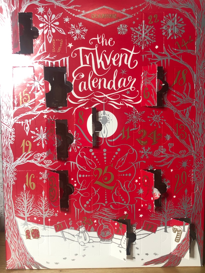 Diamine's Inkvent Calendar with 9 doors open